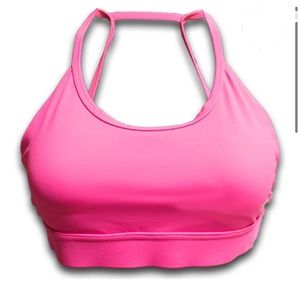 Strappy Sports Bra Neon Pink Lg NEW Crossfit Yoga